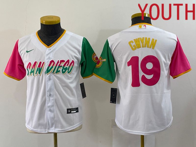 Youth San Diego Padres 19 Gwynn White City Edition Nike 2022 MLB Jerseys